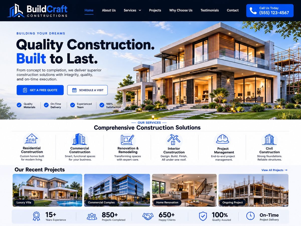 Construction Company website design concept