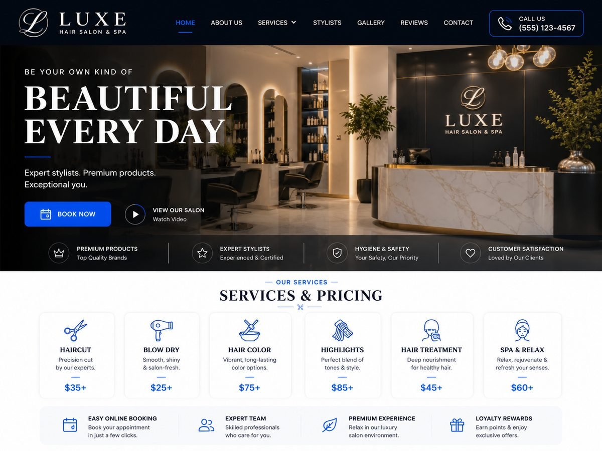 Hair Salon website design concept
