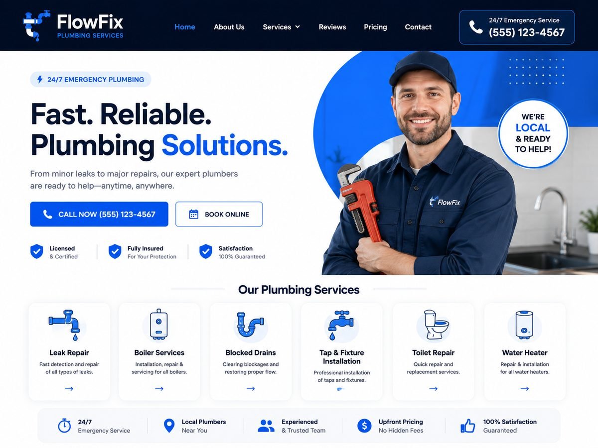 Plumber website design concept