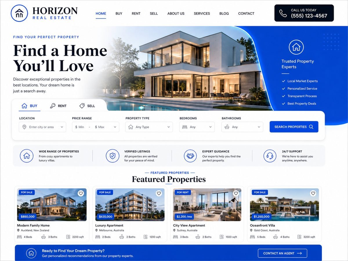Real Estate Agency website design concept
